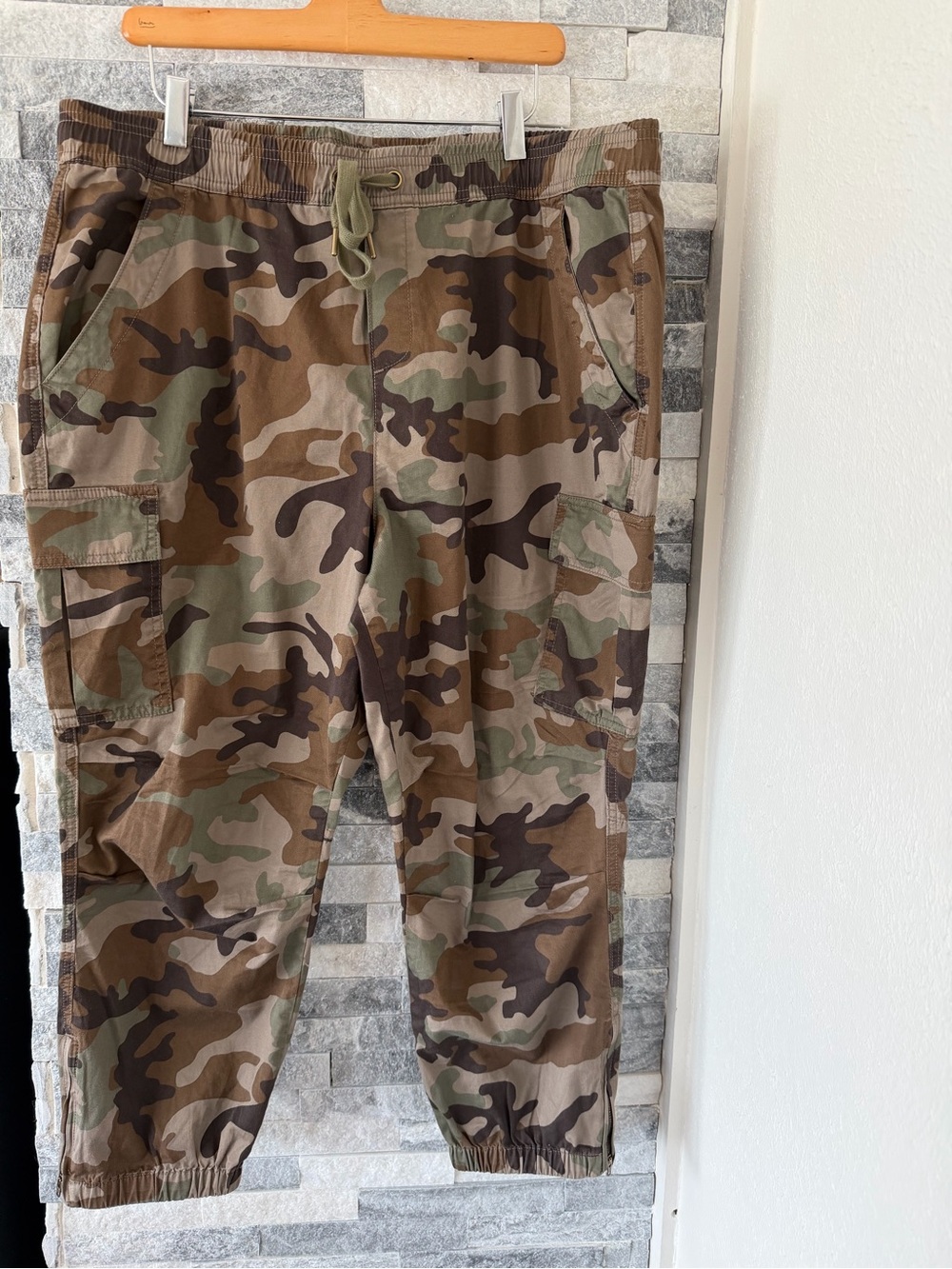Women POLO RALPH LAUREN Camouflage Camo Jogger Pants-Woodland Print-Green-XL